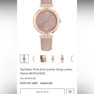 Ted Baker Rose Gold Case Pink Dial Leather Strap Watch